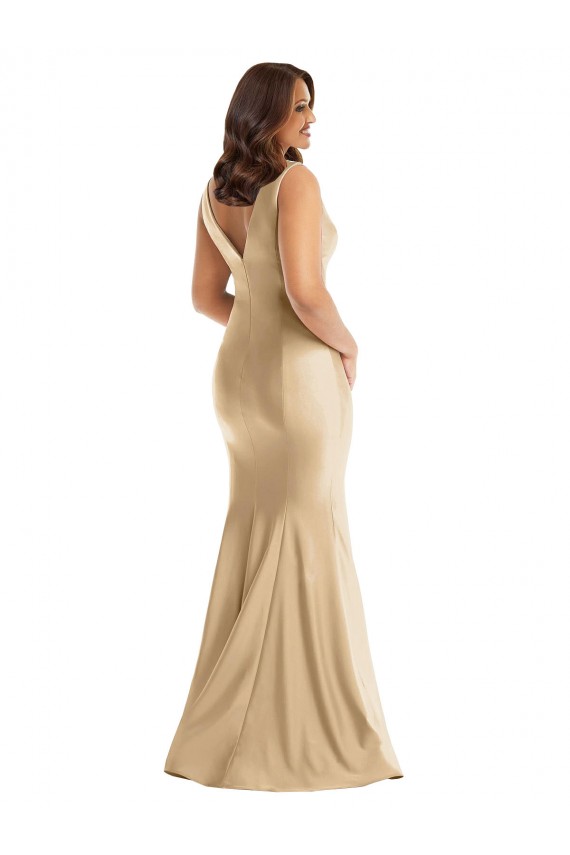 Buy Shirred Shoulder Formal Silky Satin Mermaid Bridesmaid Dress / Prom Dress UK