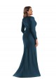 Buy Long Sleeves Draped Wrap Formal Silky Satin Mermaid Bridesmaid Dress / Prom Dress with Front Slit UK