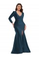 Buy Long Sleeves Draped Wrap Formal Silky Satin Mermaid Bridesmaid Dress / Prom Dress with Front Slit UK