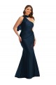 Buy Scarf Neck One Shoulder Formal Silky Satin Mermaid Bridesmaid Dress / Prom Dress with Front Slit UK