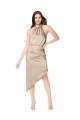 Buy Silky Satin High Low Midi Cocktail Length Bridesmaid Dress / Prom Dress with Asymmetric Skirt UK