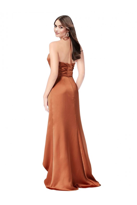 Buy Faux-Wrap Skirt Formal Silky Satin Bridesmaid Dress / Prom Dress UK