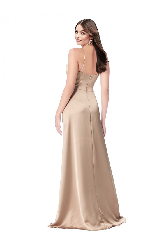 Buy Formal Silky Satin Bridesmaid Dress / Prom Dress with Draped Surplice Bodice UK