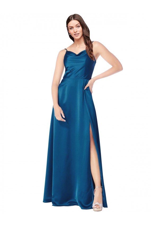 Buy Cowl Neck Salky Satin Bridesmaid Dress / Prom Dress UK