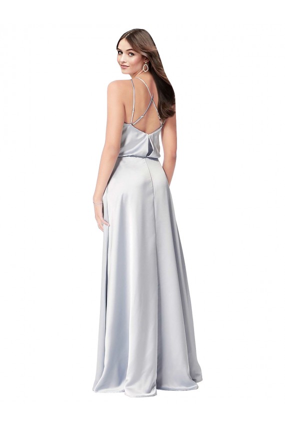 Buy Halter Neck Formal Silky Satin Bridesmaid Dress with Strappy Back UK