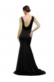Buy V-Neck Full Length Formal Silky Satin Bridesmaid Dress / Prom Dress with Soft Cowl Neck and Sweep Train UK