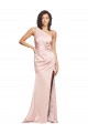 Buy Full Length Ruched Formal Silky Satin Bridesmaid Dress / Prom Dress with Low Back and High Split UK