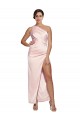 Buy One Shoulder Full Length Long Silky Satin Bridesmaid Dress / Prom Dress with Thigh Split UK