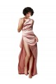 Buy Low Back One Shoulder Full Length Formal Silky Satin Bridesmaid Dress / Prom Dress UK