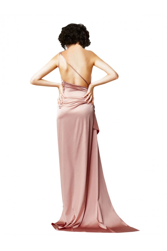 Buy Low Back One Shoulder Full Length Formal Silky Satin Bridesmaid Dress / Prom Dress UK