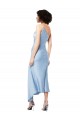 Buy Midi Length Short Formal Silky Satin Bridesmaid Dress / Cocktail Prom Dress with Asymmetric Neckline and High Side Split UK