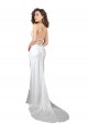 Buy Simple Lace Up Back Cowl Neck Long Sweep Train Silky Satin Beach Wedding Dress UK