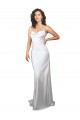 Buy Simple Sweep Train Low Back Tie Cowl Neck Long Silky Satin Beach Wedding Dress UK
