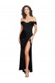 Buy Fitted Sweetheart Neckline Formal Silky Satin Bridesmaid Dress / Prom Dress with Off the Shoulder Sleeves and High Slit UK
