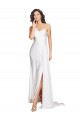 Buy One Shoulder Floor Length Silky Satin Wedding Dress with Side Slit UK