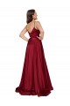 Buy Deep V-Neck Sweetheart Long Formal Silky Satin Bridesmaid Dress / Prom Dress with Thigh High Slit UK