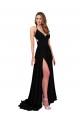 Buy High Slit Open Back Long Formal Spandex Bridesmaid Dress / Prom Dress with Lined Crossover Bust UK