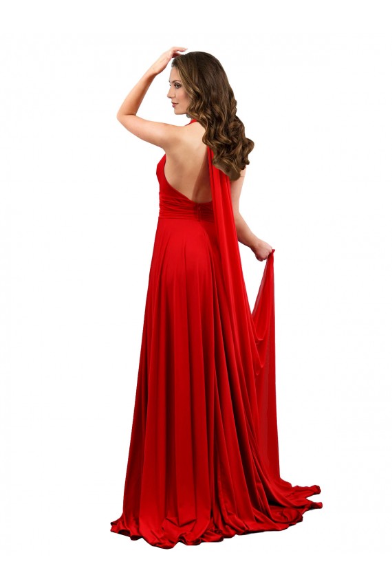 Buy High Slit A-Line Halter Long Formal Spandex Bridesmaid Dress / Prom Dress Open Back UK