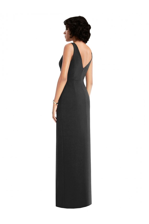 Buy Draped Wrap Formal Maxi Spandex Bridesmaid Dress / Prom Dress with Front Slit UK