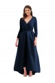 Buy Long Sleeves Wrapped Formal Spandex Bridesmaid Dress / Prom Dress with High Low Full Skirt and Pockets UK