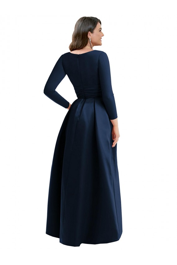 Buy Long Sleeves Wrapped Formal Spandex Bridesmaid Dress / Prom Dress with High Low Full Skirt and Pockets UK