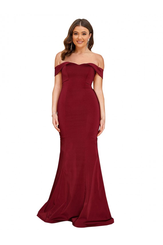 Buy Off Shoulder Sleeves Sweetheart Neckline Long Formal Spandex Bridesmaid Dress / Prom Dress UK