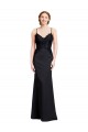 Buy Long Chiffon Bridesmaid Dress / Prom Dress with Lace Bodice and Curved V-Neckline UK