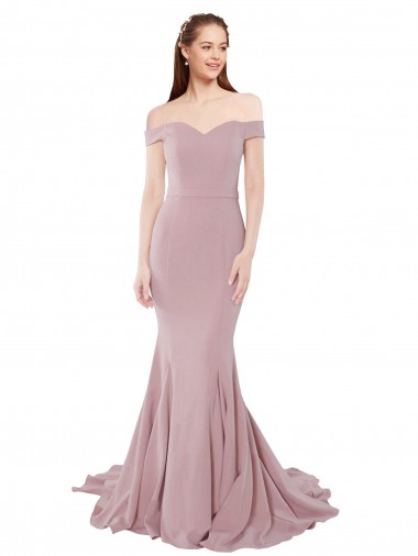 Buy Off the Shoulder Mermaid Long Sweep Train Bridesmaid Dress / Prom Dress UK