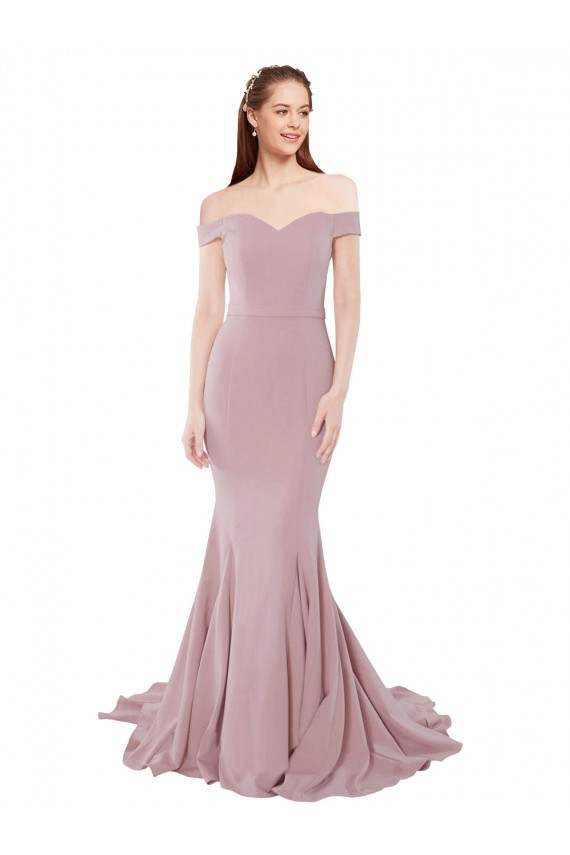 Buy Off the Shoulder Mermaid Long Sweep Train Bridesmaid Dress / Prom Dress UK