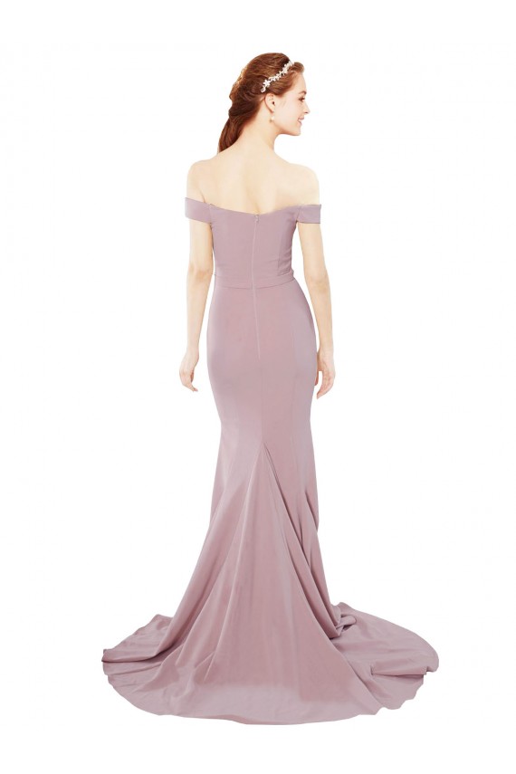Buy Off the Shoulder Mermaid Long Sweep Train Bridesmaid Dress / Prom Dress UK
