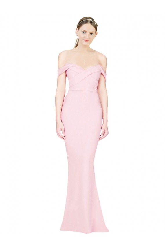Buy Full Length Off the Shoulder Bridesmaid Dress / Prom Dress with Twist Front UK