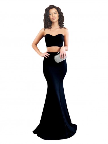 Buy Two Piece High Neck Formal Crepe Bridesmaid Dress / Prom Dress UK