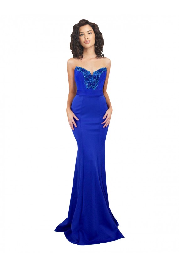 Buy Sweetheart Flower Neckline High Neck Formal Crepe Bridesmaid Dress / Prom Dress UK