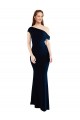 Buy Draped Off the Shoulder Fitted Formal Crepe Bridesmaid Dress / Prom Dress UK
