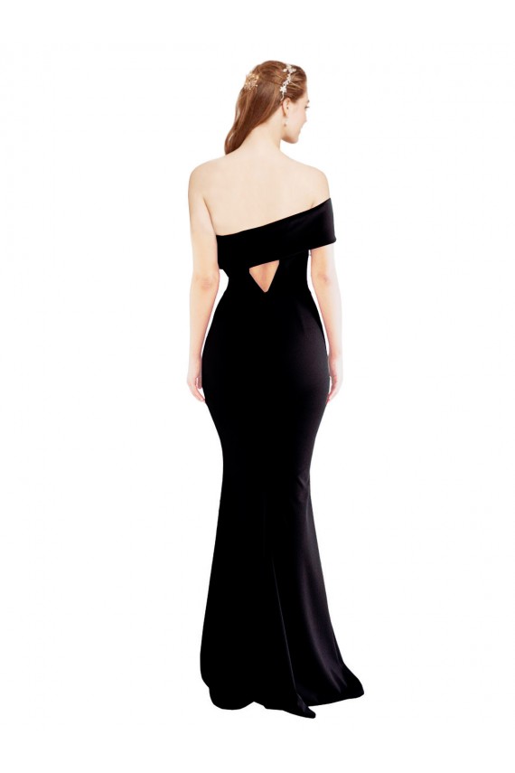 Buy Asymmetrical Draped Off the Shoulder Banded Formal Crepe Bridesmaid Dress / Prom Dress UK