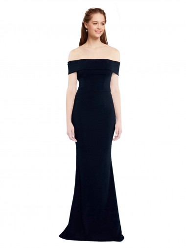 Buy Off the Shoulder Fitted Formal Crepe Bridesmaid Dress / Prom Dress with Back Cut Out UK