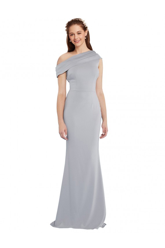 Buy Off the Shoulder Asymmetrical Mermaid Formal Crepe Bridesmaid Dress / Prom Dress UK
