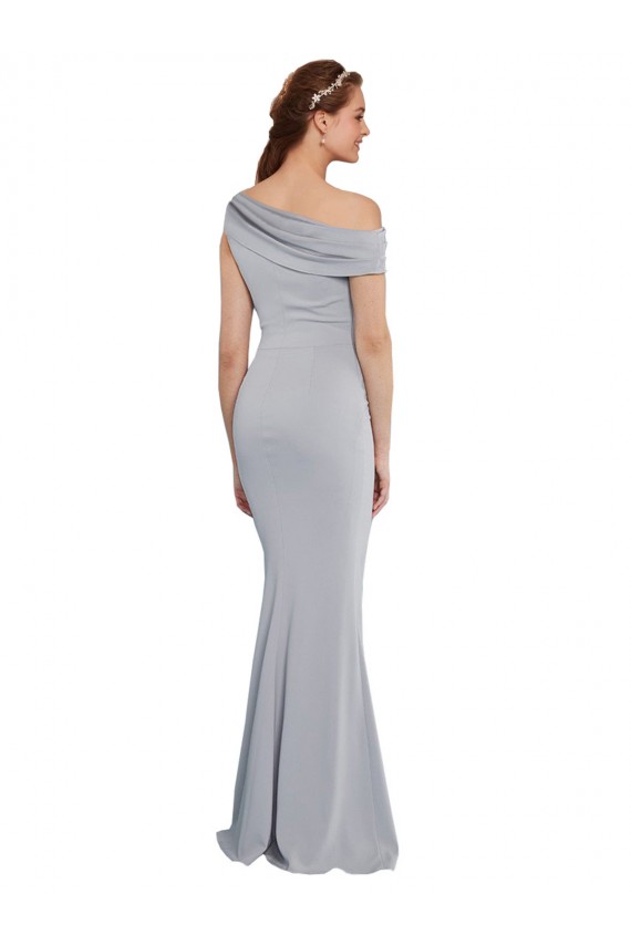 Buy Off the Shoulder Asymmetrical Mermaid Formal Crepe Bridesmaid Dress / Prom Dress UK