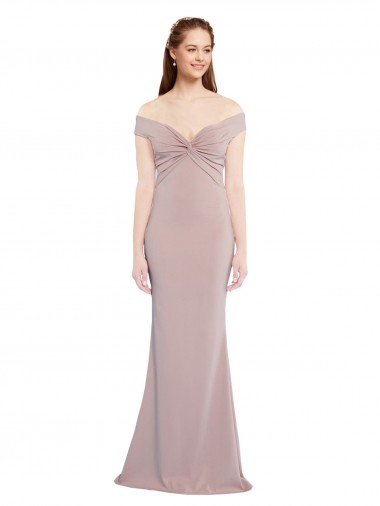 Buy Knotted Off the Shoulder Formal Crepe Bridesmaid Dress / Prom Dress with Cut-Out Back UK