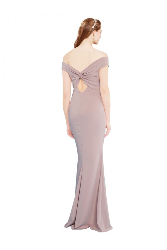 Buy Knotted Off the Shoulder Formal Crepe Bridesmaid Dress / Prom Dress with Cut-Out Back UK