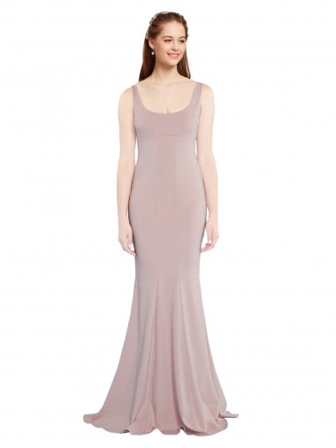 Buy Sleeveless Scoop Neck Fully Lined Formal Crepe Bridesmaid Dress / Prom Dress UK