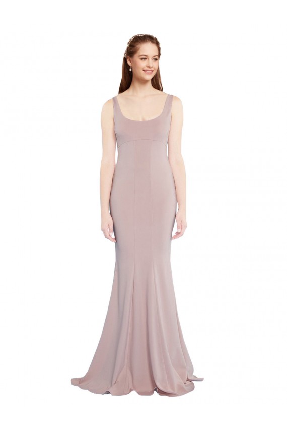 Buy Sleeveless Scoop Neck Fully Lined Formal Crepe Bridesmaid Dress / Prom Dress UK