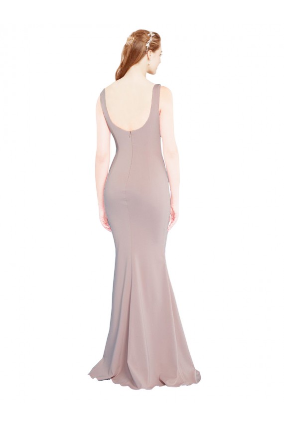 Buy Sleeveless Scoop Neck Fully Lined Formal Crepe Bridesmaid Dress / Prom Dress UK