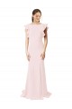 Buy Low V-Back Long Mermaid Crepe Bridesmaid Dress / Prom Dress with Ruffled Sleeves UK