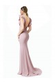 Buy Low V-Back Long Mermaid Crepe Bridesmaid Dress / Prom Dress with Ruffled Sleeves UK