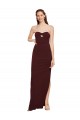 Buy Twisted Strapless Keyhole Long Formal Crepe Bridesmaid Dress / Prom Dress with Slit UK