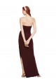 Buy Twisted Strapless Keyhole Long Formal Crepe Bridesmaid Dress / Prom Dress with Slit UK