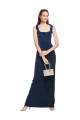 Buy Scoop Neck with Ruffles Long Formal Crepe Bridesmaid Dress / Prom Dress with Back Slit UK