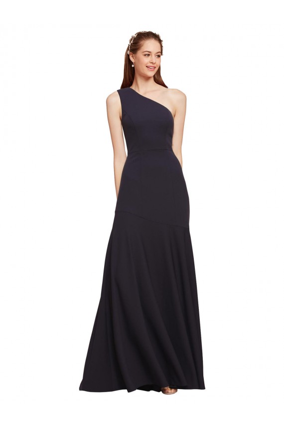 Buy Fit and Flare Formal Crepe Bridesmaid Dress / Prom Dress with One Shoulder UK