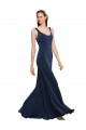 Buy Fit and Flare Long Formal Crepe Bridesmaid Dress / Prom Dress with Round Neck UK